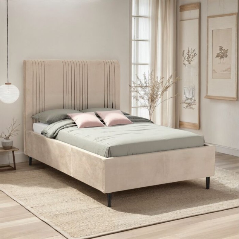Maine Taupe Velvet Bed Maine Taupe Velvet Bed