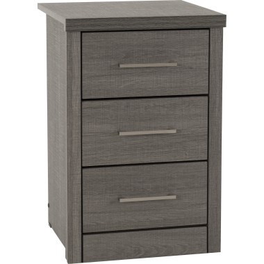 Lisbon Black 3 Drawer Bedside Cabinet