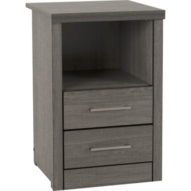 Lisbon Black 2 Drawer 1 Shelf Bedside Cabinet