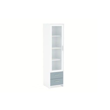 Edgeware White & Grey Glass Door Cabinet