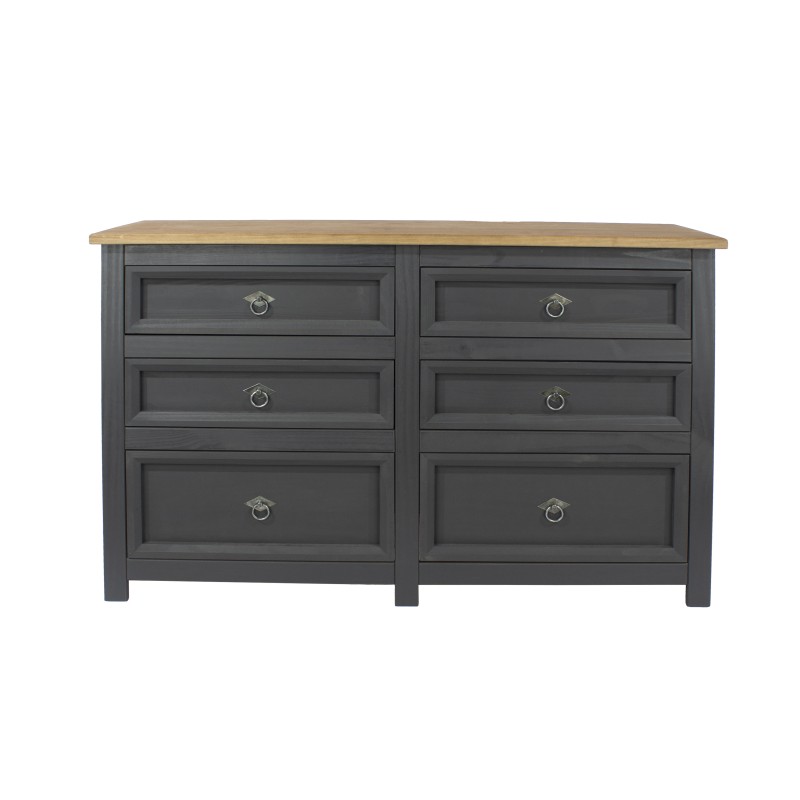 Corona Carbon 3+3 Drawer Wide Chest