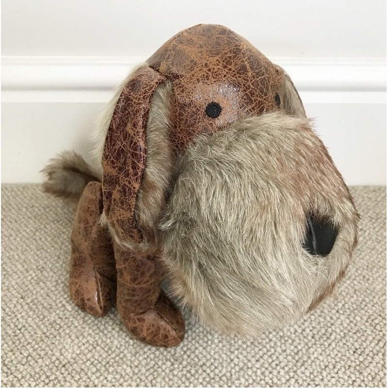 Sitting Dog Faux Leather Doorstop
