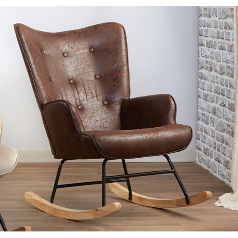 Valeria Brown Faux Leather Rocking Chair