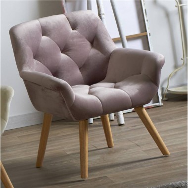 Saoul Pale Pink Velvet Armchair