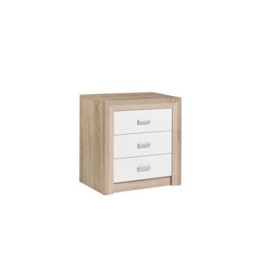 Dado Oak & White 3 Drawer Bedside Cabinet