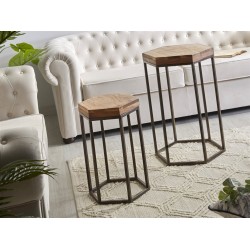 Small Sofa Side Tables Set of 2 for Living Room UMI by  Round Glass Nest of Tables Black 