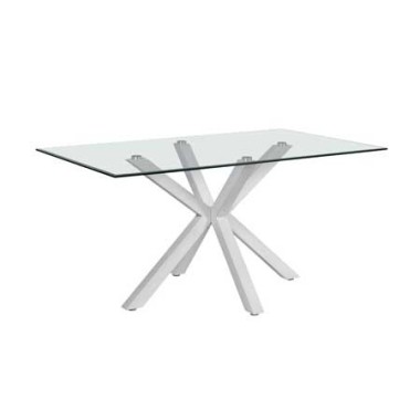 Lis White Glass Dining Table