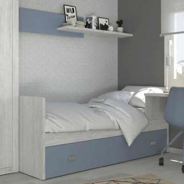 Dado Grey & Blue 1 Drawer Compact Bed