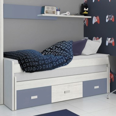 Dado Grey & Blue 3 Drawer Compact Bed