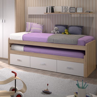 Dado Oak & White 3 Drawer Compact Bed