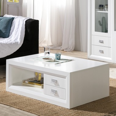 Oslo White Coffee Table With Drawers
