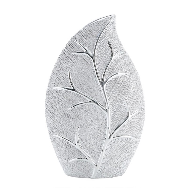 Contemporary Silver Leaf Vase