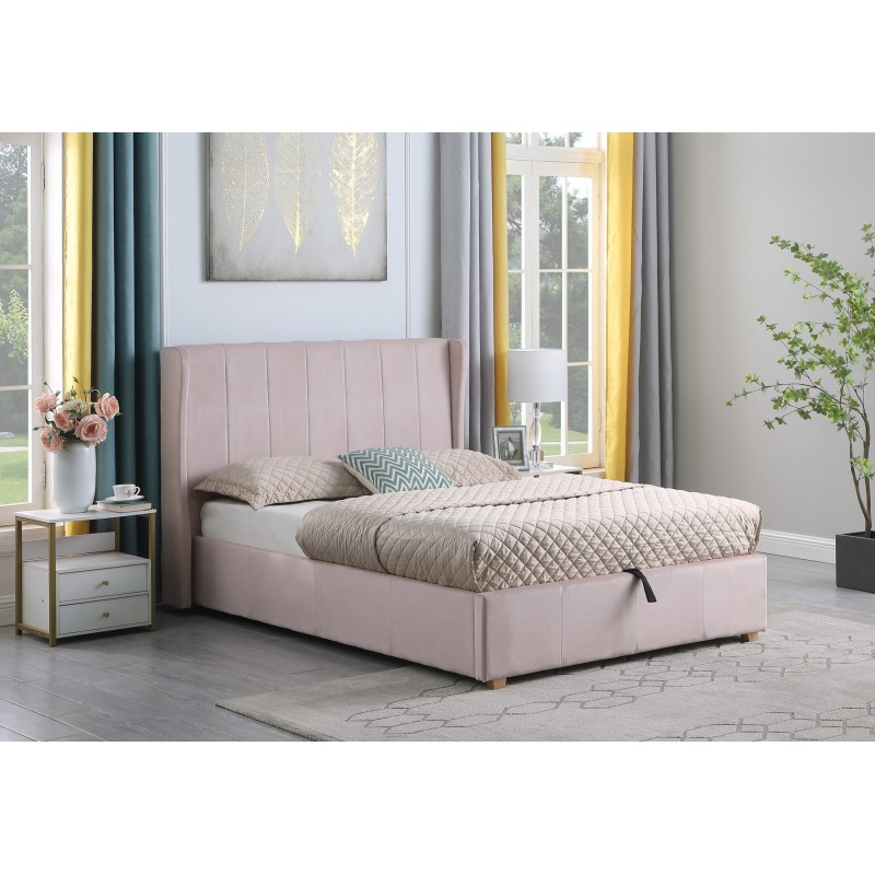 Amelia Plus Pink Velvet Storage Bed