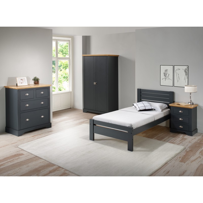 Toledo Grey 3 Drawer Bedside Cabinet