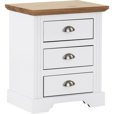 Toledo White 3 Drawer Bedside Cabinet