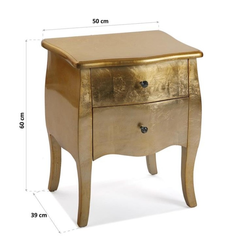 Cagliari Gold 2 Drawer Bedside Cabinet